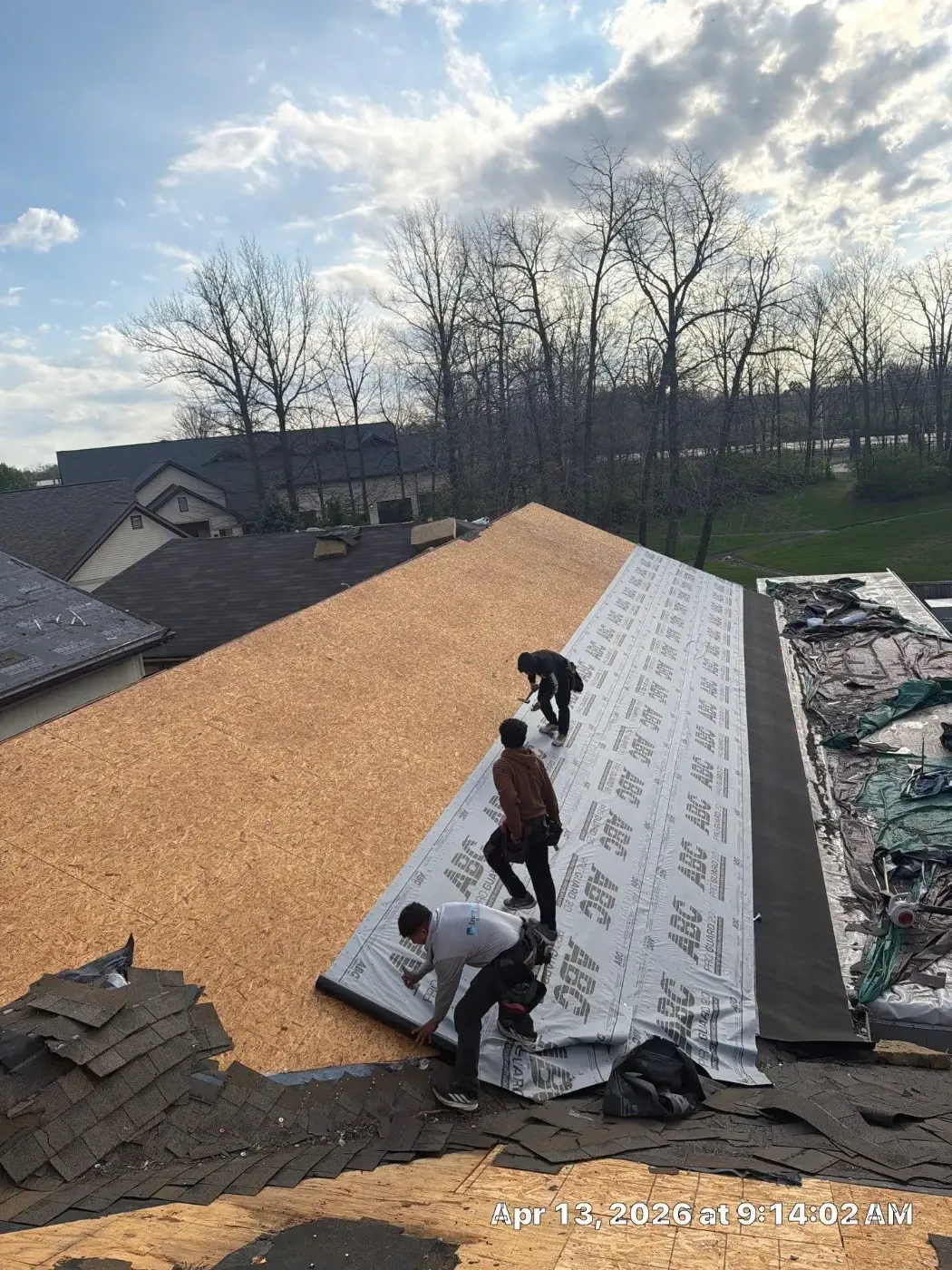 Storm damage documentation on a Frankton commercial building